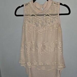 Sleeveless Medium Lace Blouse - Cream Cottagecore Whimsical Romantic Feminine